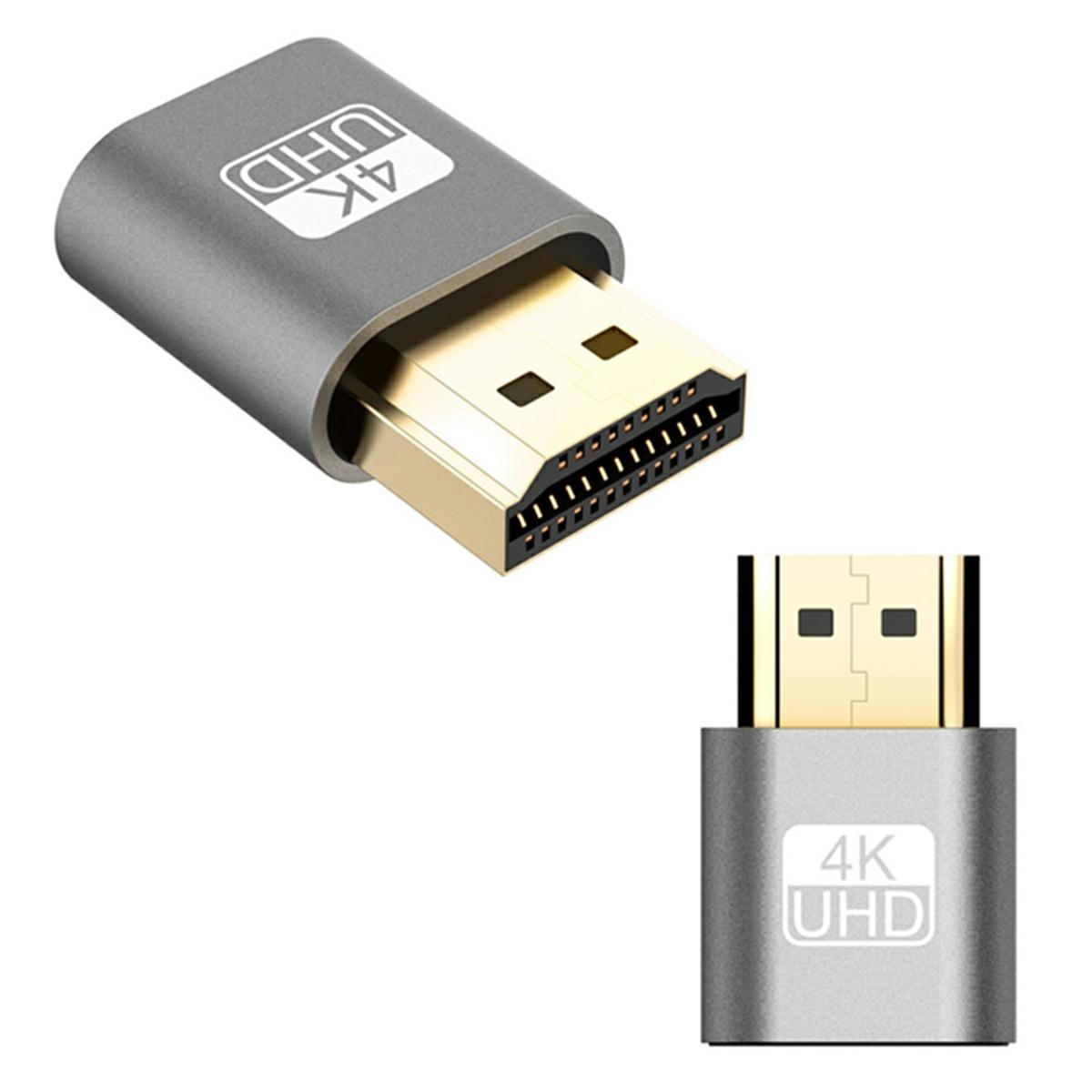 Adaptor - Emulator HDMI, compatibilitate Windows / Mac OS / Linux, plastic, 4K, gri - imagine 5
